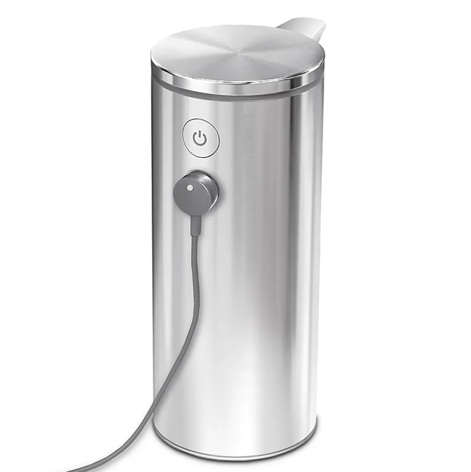 simplehuman Touch-Free Rechargeable Sensor Liquid Soap and Hand Sanitizer Dispenser, 9 Oz, Brushed