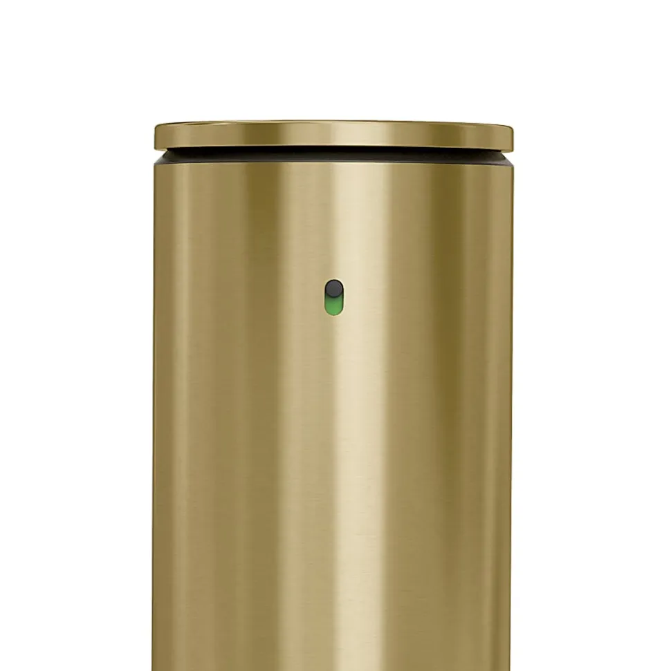 simplehuman Touch-Free Rechargeable Sensor Liquid Soap And Hand Sanitizer Dispenser, With Caddy, 14 Oz, Brass