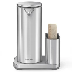 simplehuman Touch-Free Rechargeable Sensor Liquid Soap And Hand Sanitizer Dispenser, With Caddy, 14 Oz, Brushed Silver