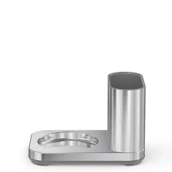 simplehuman Touch-Free Rechargeable Sensor Liquid Soap And Hand Sanitizer Dispenser, With Caddy, 14 Oz, Brushed Silver