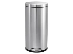 Simplehuman - Trash can - round - flip lid - 7.9 gal - foot pedal - stainless steel - stainless steel