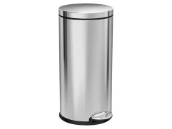 Simplehuman - Trash can - round - flip lid - 7.9 gal - foot pedal - stainless steel - stainless steel