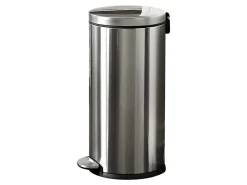 Simplehuman - Trash can - round - flip lid - 7.9 gal - foot pedal - stainless steel - stainless steel