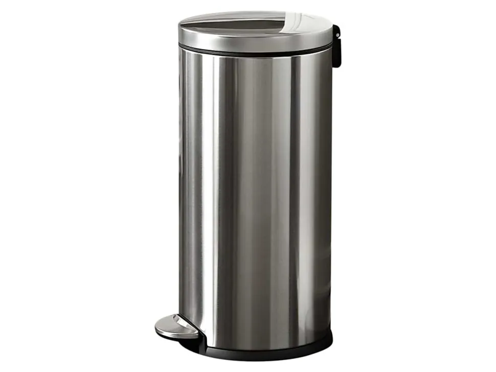 Simplehuman - Trash can - round - flip lid - 7.9 gal - foot pedal - stainless steel - stainless steel