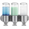 simplehuman Wall Mount Soap Pump, Triple, 3x15 fl.oz. Shampoo and Soap Dispensers, Stainless Steel