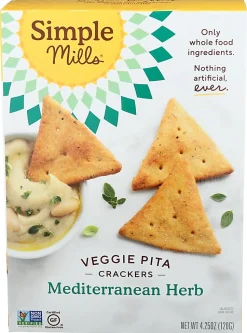 Simple Mills Pita Crackers, Mediterranean Herb, 4.25 Oz, Total Qty 6