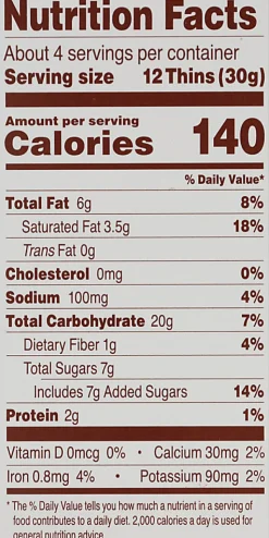Simple Mills Seed And Nut Flour Sweet Thins, Honey Cinnamon, 4.25 Oz, Total Qty 6