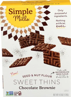 Simple Mills Seed And Nut Flour Sweet Thins, Chocolate Brownie, 4.25 Oz, Total Qty 6