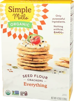 Simple Mills Seed Flour Crackers, Everything, 4.25 Oz, Total Qty 6