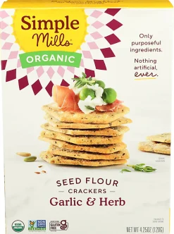 Simple Mills Seed Flour Crackers, Garlic & Herb, 4.25 Oz, Total Qty 6