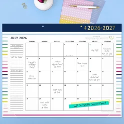 Simplified by Emily Ley for AT-A-GLANCE® Academic 2026-2027 Monthly Desk Pad Calendar, Happy Stripe, Standard, 17" x 21 3/4"