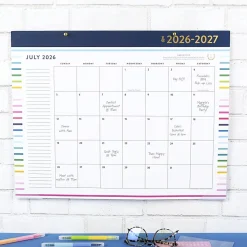 Simplified by Emily Ley for AT-A-GLANCE® Academic 2026-2027 Monthly Desk Pad Calendar, Happy Stripe, Standard, 17