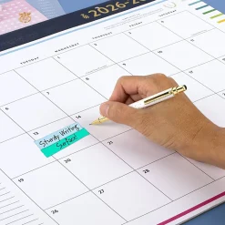 Simplified by Emily Ley for AT-A-GLANCE® Academic 2026-2027 Monthly Desk Pad Calendar, Happy Stripe, Standard, 17