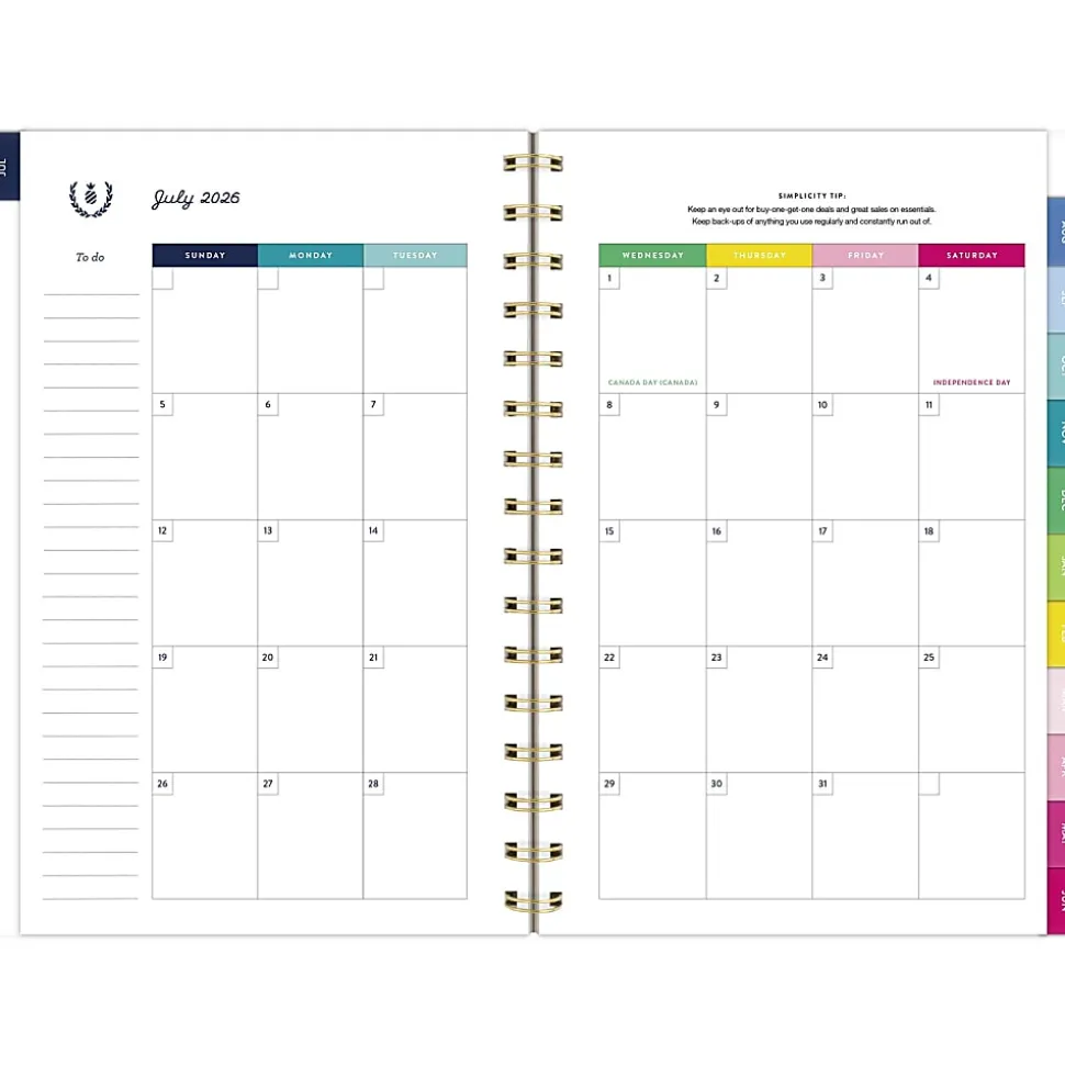 Simplified by Emily Ley for AT-A-GLANCE® Academic 2026-2027 Weekly Monthly Planner, Happy Stripe, Small, 5 1/2" x 8 1/2"