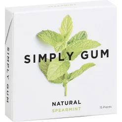 Simply Gum Chewing Gum, Spearmint, 0.74 Oz, Total Qty 12