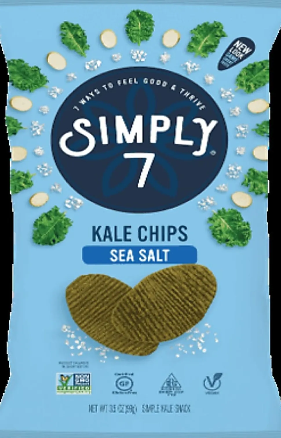 Simply 7 Vegetable Chips, Kale Sea Salt, 4 Oz, Total Qty 1