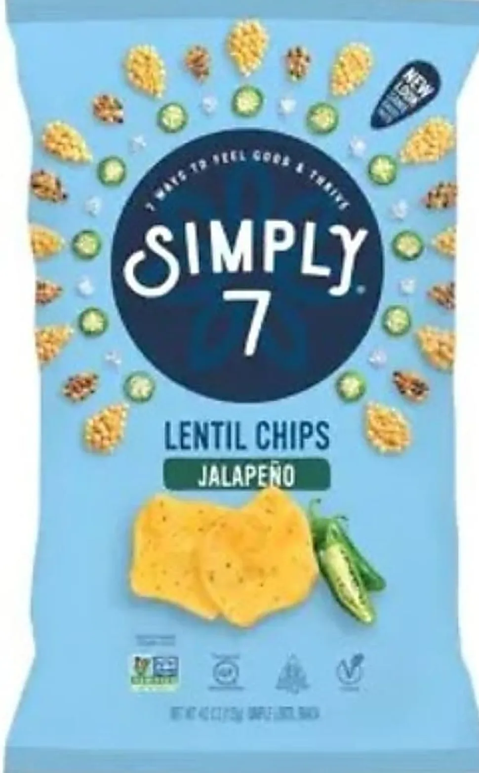 Simply 7 Vegetable Chips, Lentil Jalapeno, 4 Oz, Total Qty 1