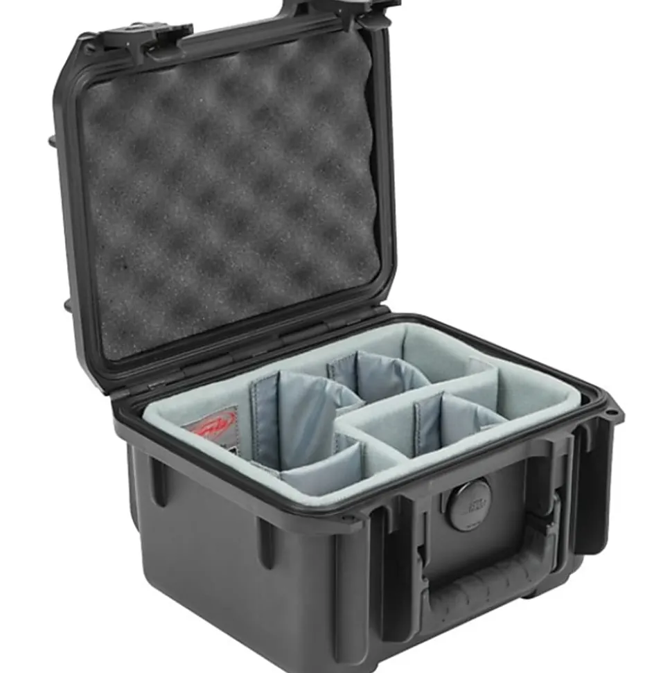 SKB Cases iSeries Injection-Molded Mil-Standard Waterproof Case With Padded Dividers, 8-1/2"H x 6-3/8"W x 6-1/8"D