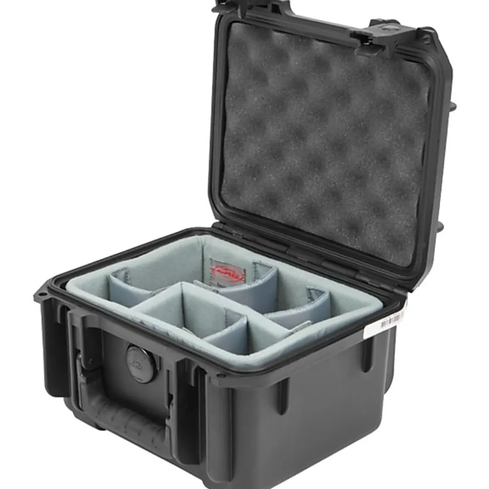 SKB Cases iSeries Injection-Molded Mil-Standard Waterproof Case With Padded Dividers, 8-1/2"H x 6-3/8"W x 6-1/8"D