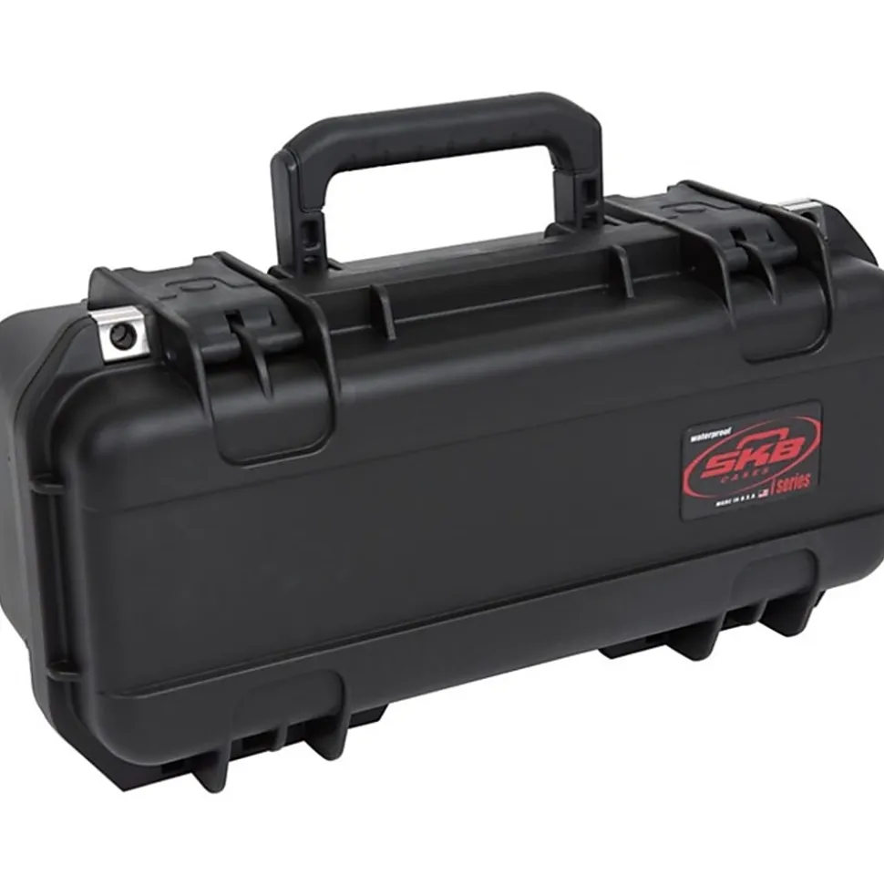 SKB Cases iSeries Injection-Molded Mil-Standard Waterproof Case With Cubed Foam With Cushion-Grip Handle, 17"H x 6-1/2"W x 6-1/2"D, Black