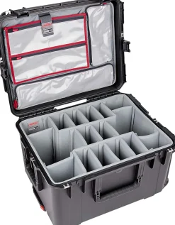 SKB Cases iSeries Protective Case With Padded Dividers, Lid Divider With Pull Handle And Wheels, 22