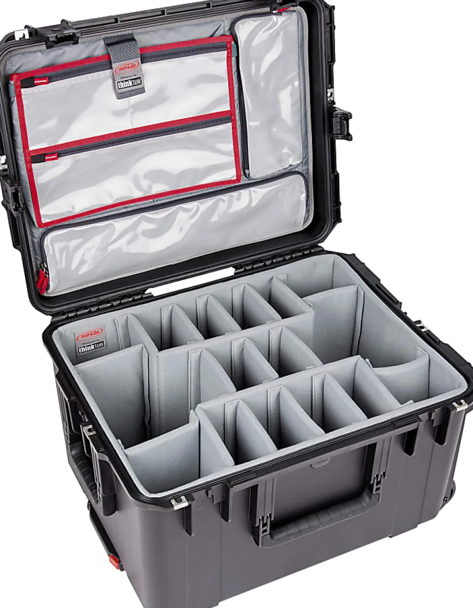 SKB Cases iSeries Protective Case With Padded Dividers, Lid Divider With Pull Handle And Wheels, 22"H x 17"W x 12-3/4"D