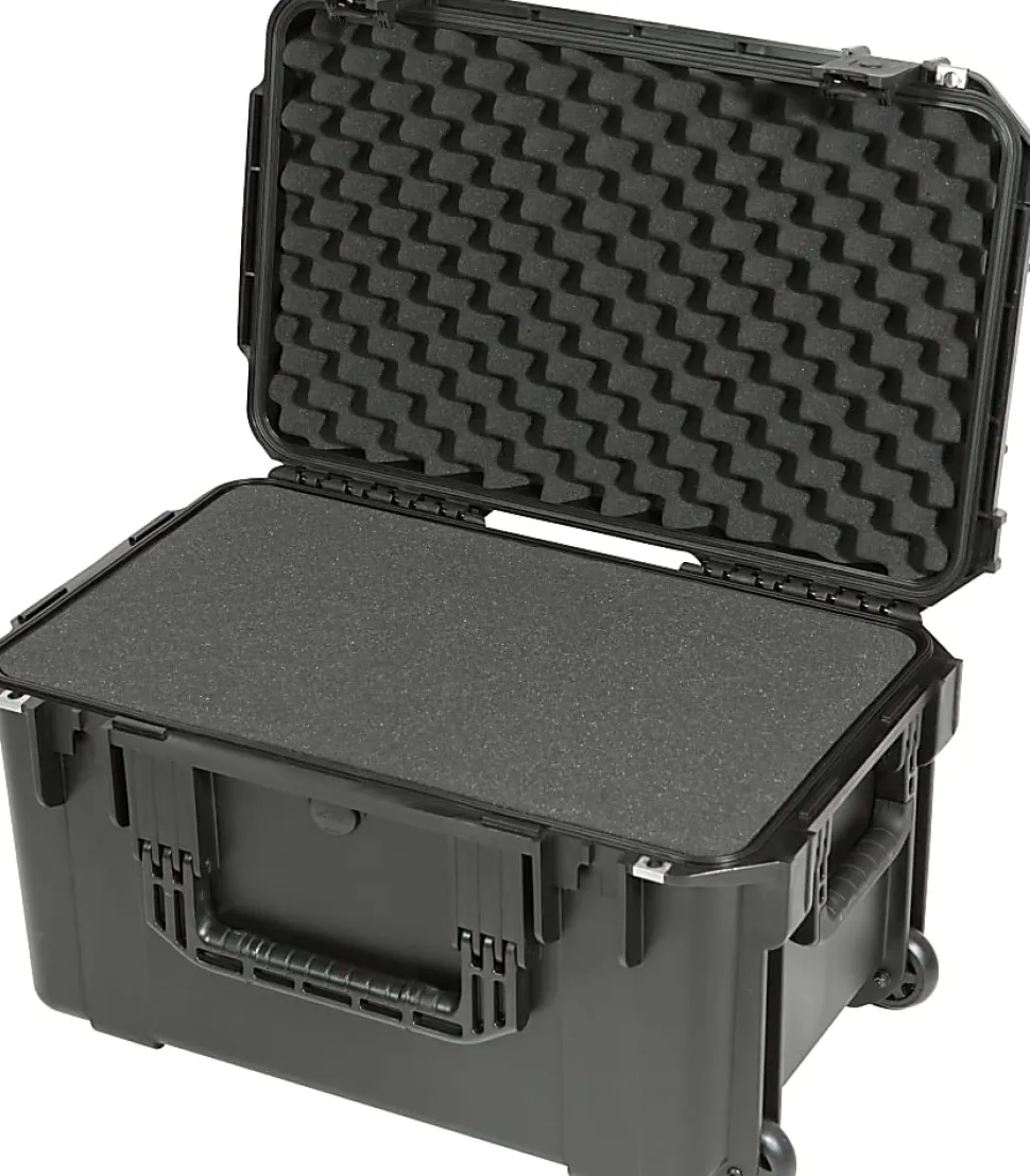SKB Cases iSeries Protective Case With Cubed Foam And Cushion-Grip Handle And Wheels, 22"H x 13"W x 11-7/8"D, Black