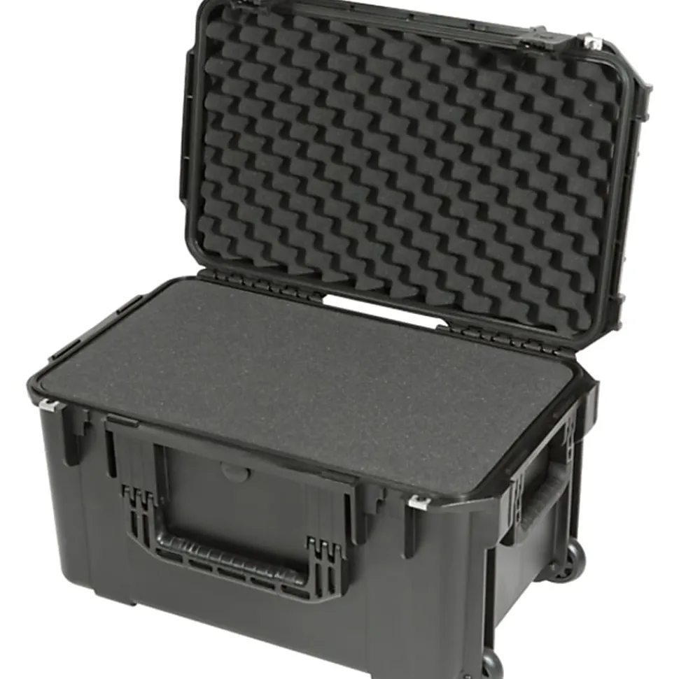 SKB Cases iSeries Protective Case With Cubed Foam And Cushion-Grip Handle And Wheels, 22"H x 13"W x 11-7/8"D, Black