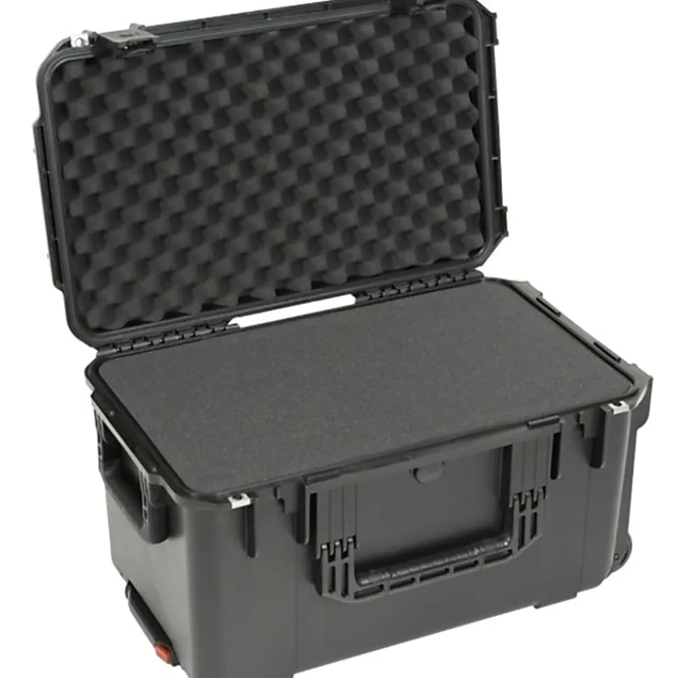 SKB Cases iSeries Protective Case With Cubed Foam And Cushion-Grip Handle And Wheels, 22"H x 13"W x 11-7/8"D, Black