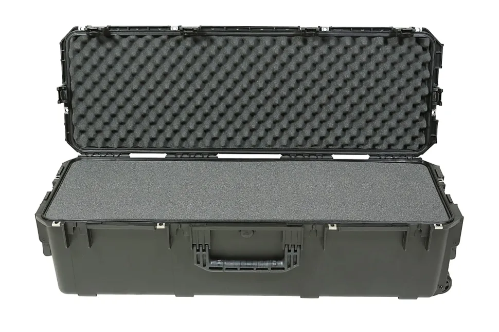 SKB Cases iSeries Protective Case With Layered Foam Interior And In-Line Skate-Style Wheels, 42-3/8"H x 13-1/2"W x 12"D, Black