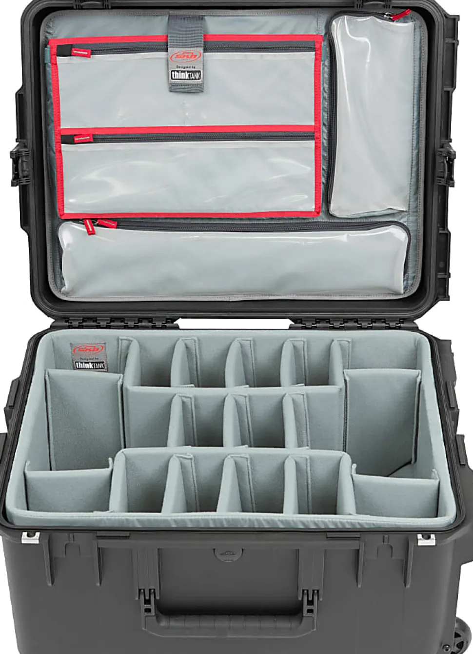SKB Cases i Series Protective Case With Padded Dividers And Wheels, 21" x 13-1/2" x 10", Black