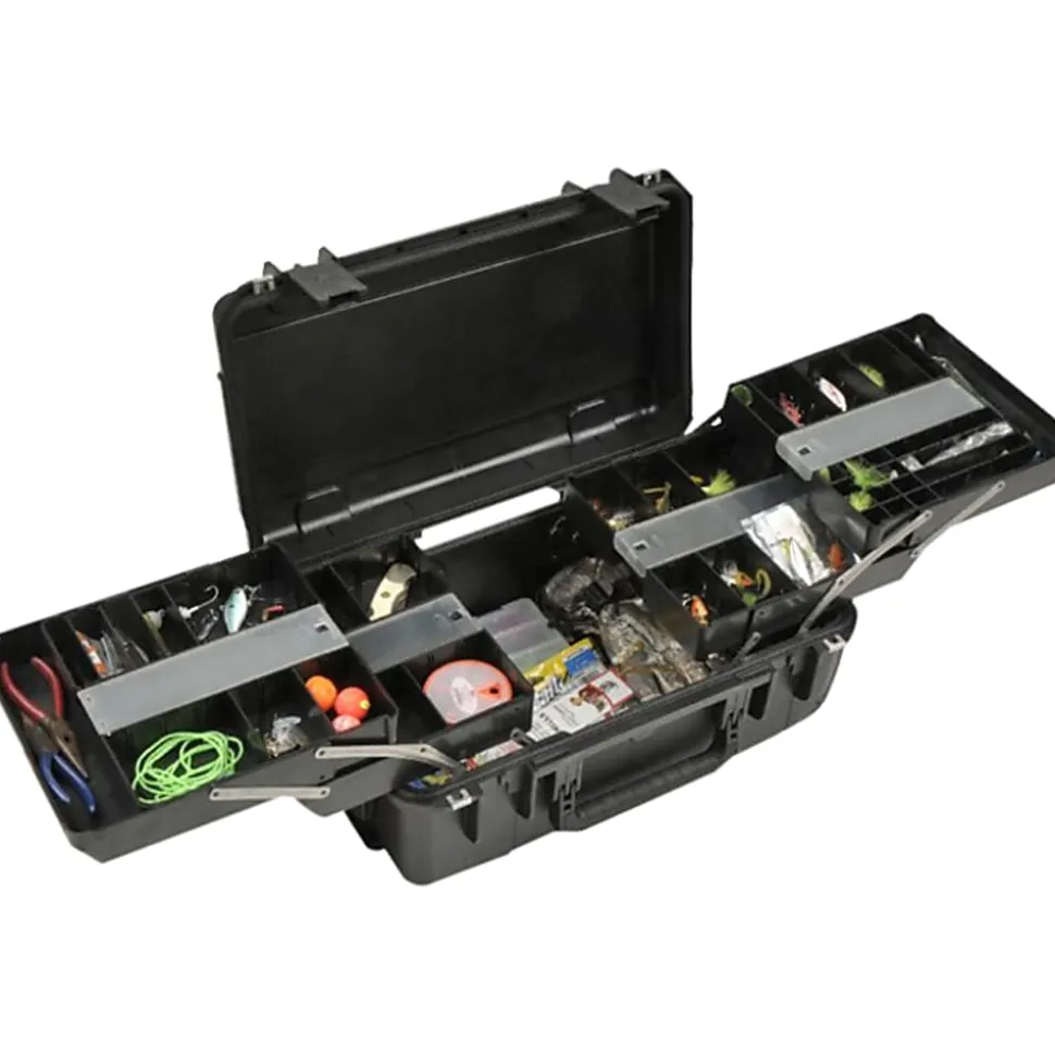 SKB Cases iSeries Protective Case Tech Box With Dual Trays, 20-1/2" x 11-1/2" x 7-1/2", Black