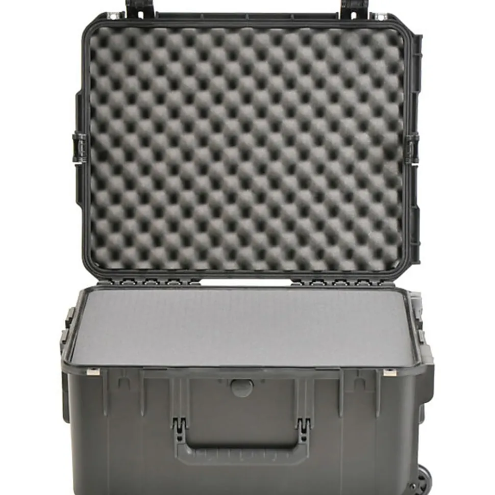 SKB Cases iSeries Protective Case With Layered Cubed Foam And In-Line Skate Wheels, 21-7/8"H x 16-7/8"W x 10-3/8"D, Black