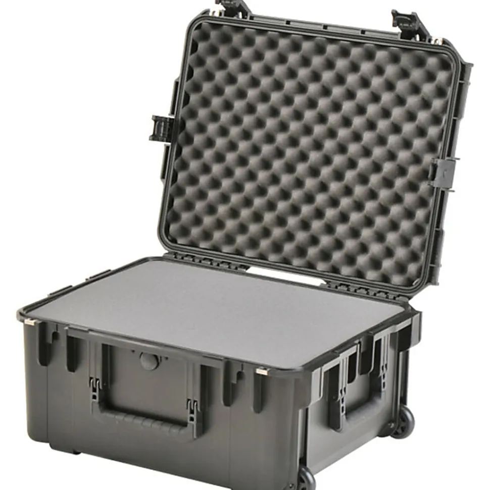 SKB Cases iSeries Protective Case With Layered Cubed Foam And In-Line Skate Wheels, 21-7/8"H x 16-7/8"W x 10-3/8"D, Black