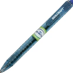 SKILCRAFT® Ballpoint Pens, Pack Of 12, Medium Point, Transparent Blue Barrel, Blue Ink