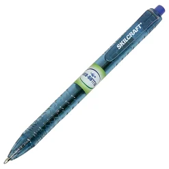SKILCRAFT® Ballpoint Pens, Pack Of 12, Medium Point, Transparent Blue Barrel, Blue Ink