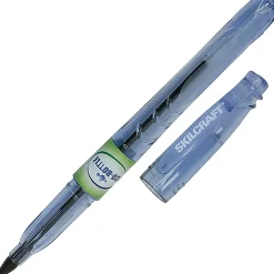 SKILCRAFT® Ballpoint Stick Pens, Pack Of 12, Medium Point, Transparent Blue Barrel, Black Ink