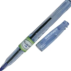 SKILCRAFT® Ballpoint Stick Pens, Pack Of 12, Fine, Medium Point, Transparent Blue Barrel, Blue Ink