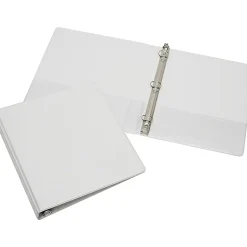 SKILCRAFTĀ® Clear Overlay 3-Ring Binder, 1" Round Rings, White (AbilityOne 7510-01-203-4708)