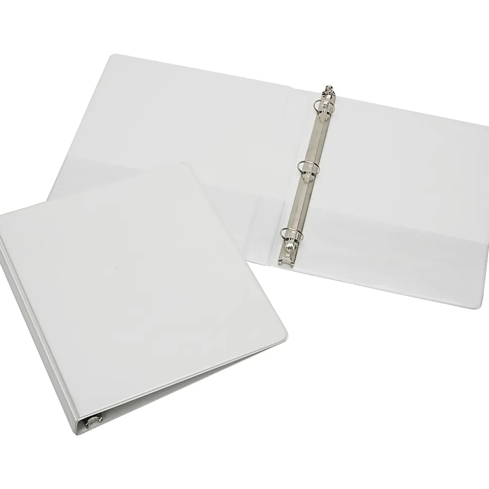 SKILCRAFT® Clear Overlay 3-Ring Binder, 1" Round Rings, White (AbilityOne 7510-01-203-4708)