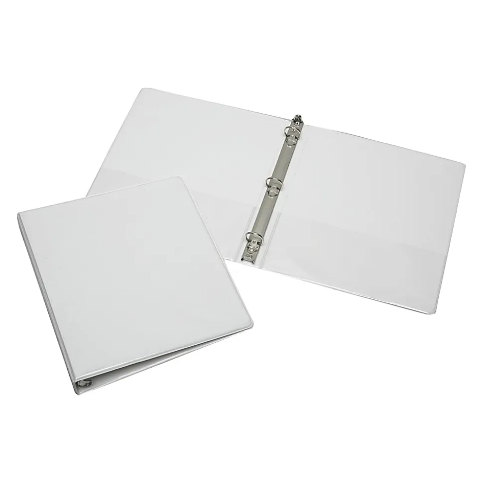 SKILCRAFT® Clear Overlay 3-Ring Binder, 1" Round Rings, White (AbilityOne 7510-01-203-4708)