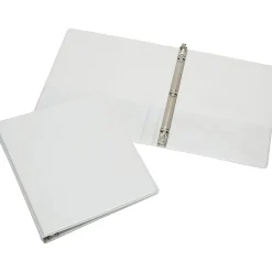 SKILCRAFT® Clear Overlay 3-Ring Binder, 1/2" Round Rings, White (AbilityOne 7510-01-510-4859)