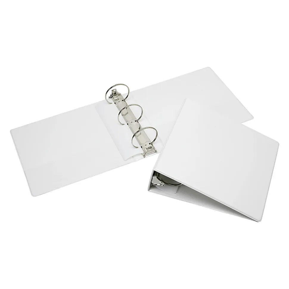 SKILCRAFT® Clear Overlay 3-Ring Binder, 3" Round Rings, White (AbilityOne 7510-01-510-4866)