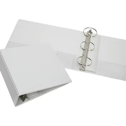 SKILCRAFT® Clear Overlay 3-Ring Binder, 3" Round Rings, White (AbilityOne 7510-01-510-4866)