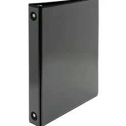SKILCRAFT® Clear Overlay Ring 3-Ring Binder, 1" Round Rings, 66% Recycled, Black (AbilityOne 7510-01-510-4865)