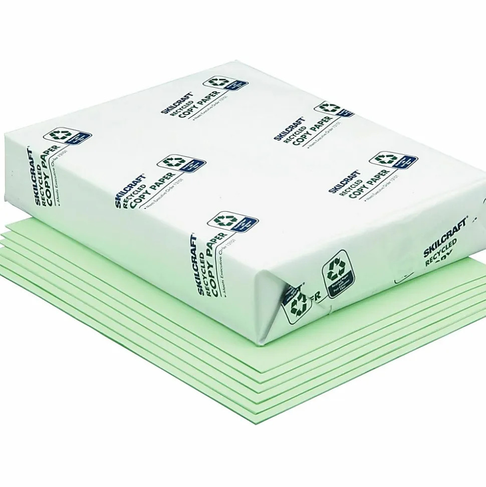 SKILCRAFT® Color Xerographic Copy Paper, 10 Reams, Green, Letter (8.5"x11"), 5000 Sheets Per Case, 20 Lb, 84 Brightness (AbilityOne 7530-01-147-6812)