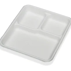 SKILCRAFT® 3-Compartment Disposable Plates, 8" x 10", 100% Recycled, White, Carton Of 500 (AbilityOne 7350-00-926-9233)