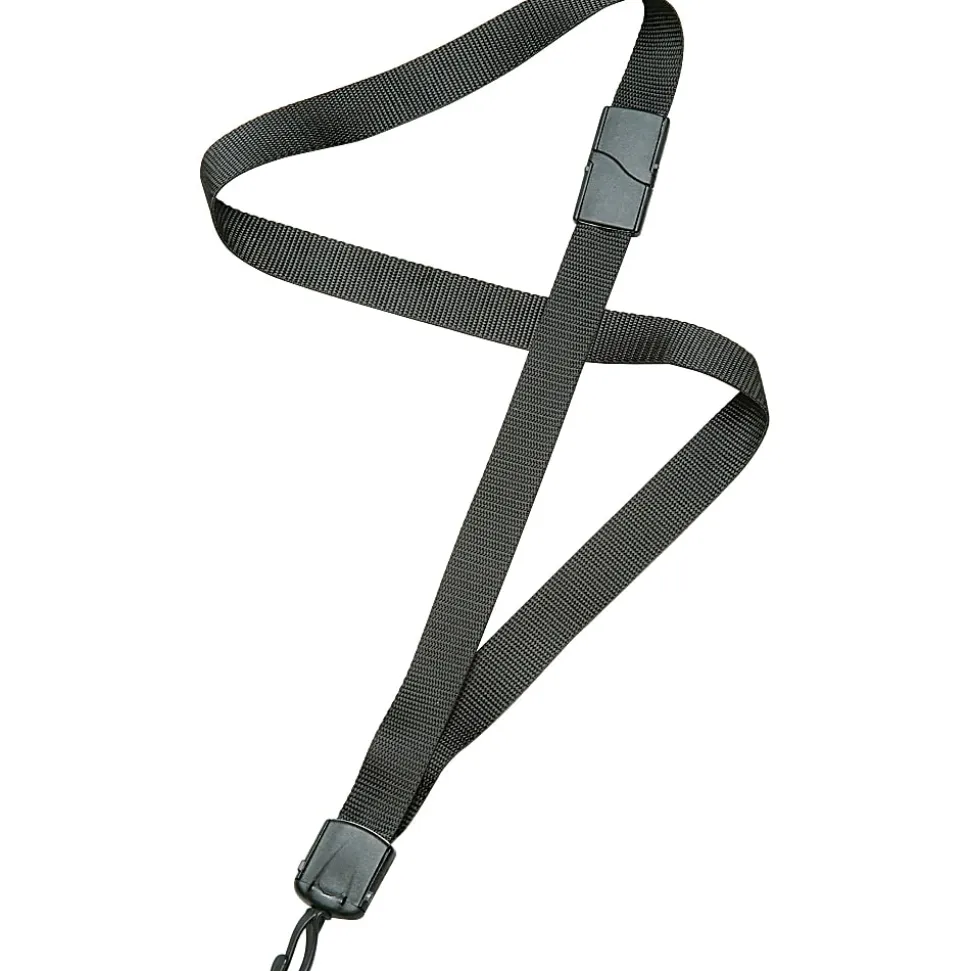 SKILCRAFT® Deluxe Lanyard With Swivel Hook, 36", Black, Pack Of 12 (AbilityOne 8455-01-613-0197)