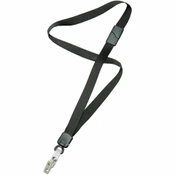 SKILCRAFT® Deluxe Lanyard With Bulldog Clip, 36", Black, Pack Of 12 (AbilityOne 8455-01-613-0200)