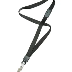 SKILCRAFT® Deluxe Lanyard With Bulldog Clip, 36", Black, Pack Of 12 (AbilityOne 8455-01-613-0200)